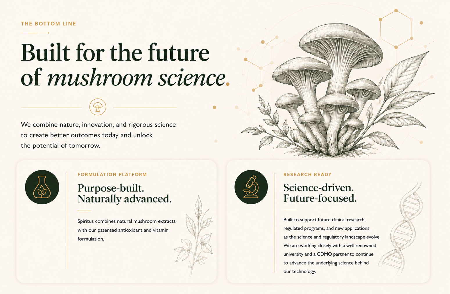 Built for the future of mushroom science — formulation platform and research ready